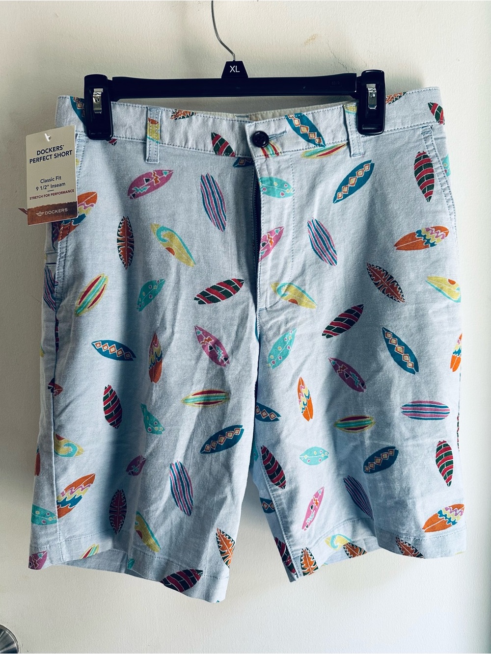 NWT Dockers Perfect Short Surfboard Print Classic Fit Stretch Shorts Men's 30